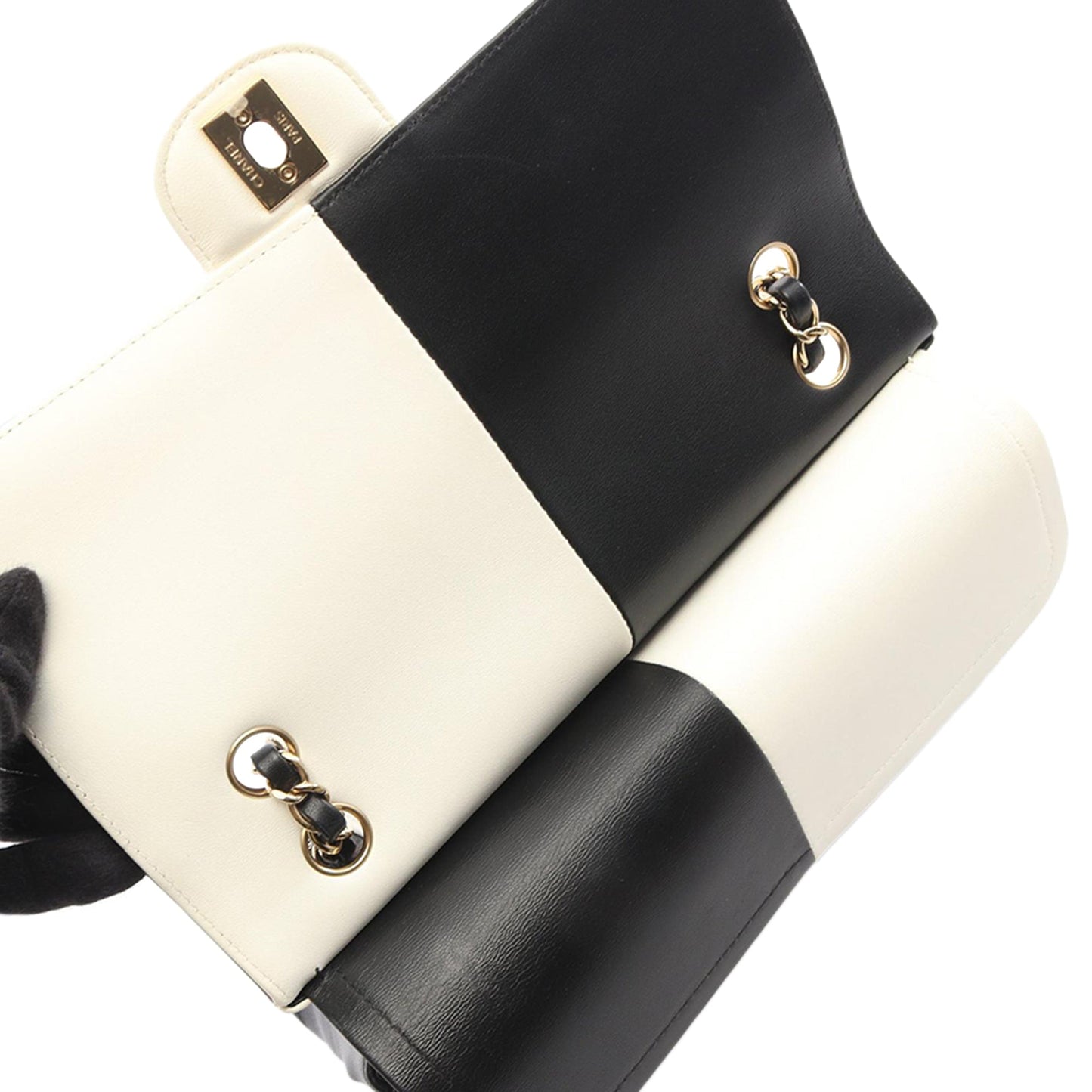 Chanel Medium Classic Bicolor Lambskin Geometric Colorblock Double Flap preloved bag