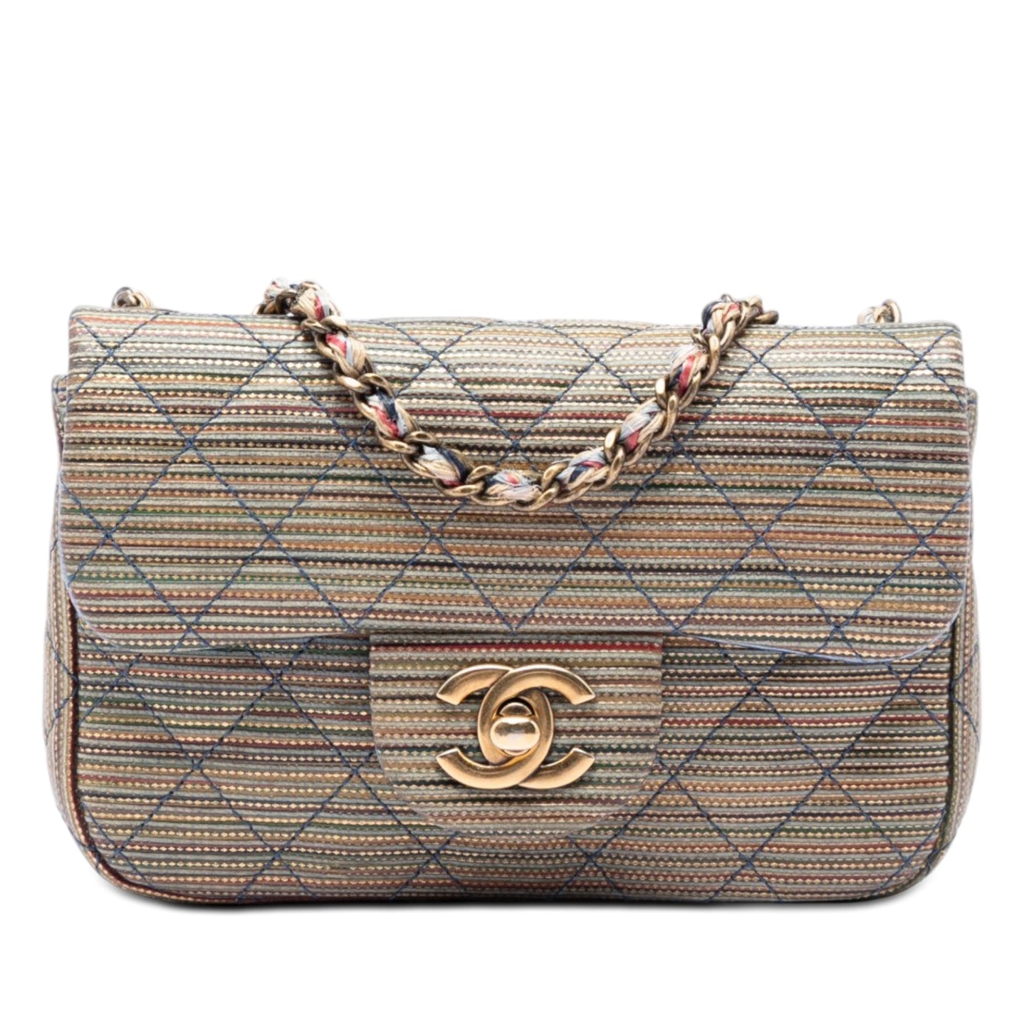 Chanel Paris Seoul Mini Metallic Lambskin Striped preloved Flap bag