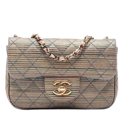 Chanel Paris Seoul Mini Metallic Lambskin Striped preloved Flap bag