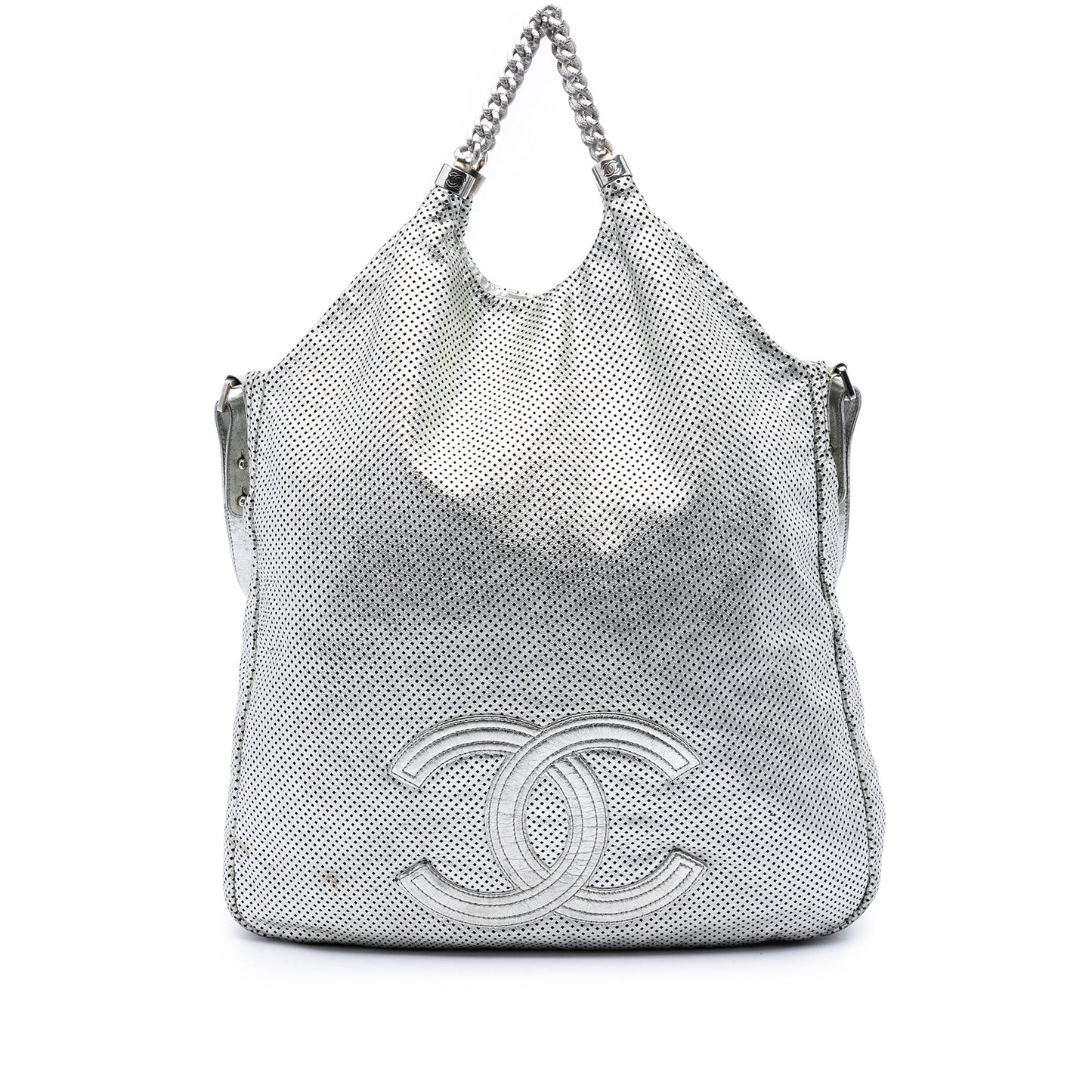 Chanel Large Metallic Glazed Calfskin Perforated Rodeo Drive preloved bag