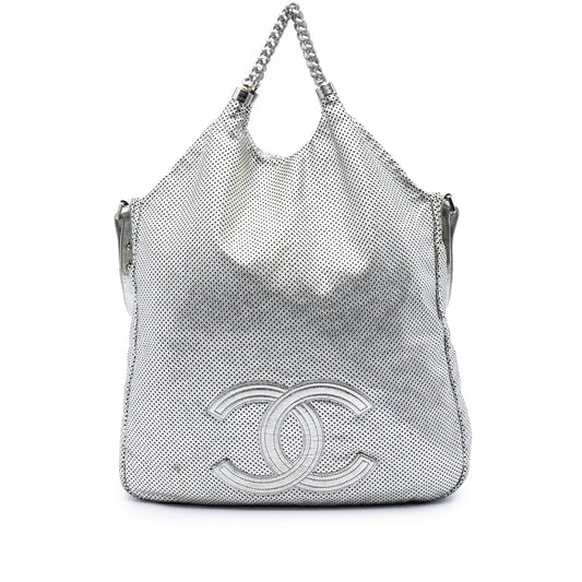 Chanel Large Metallic Glazed Calfskin Perforated Rodeo Drive preloved bag
