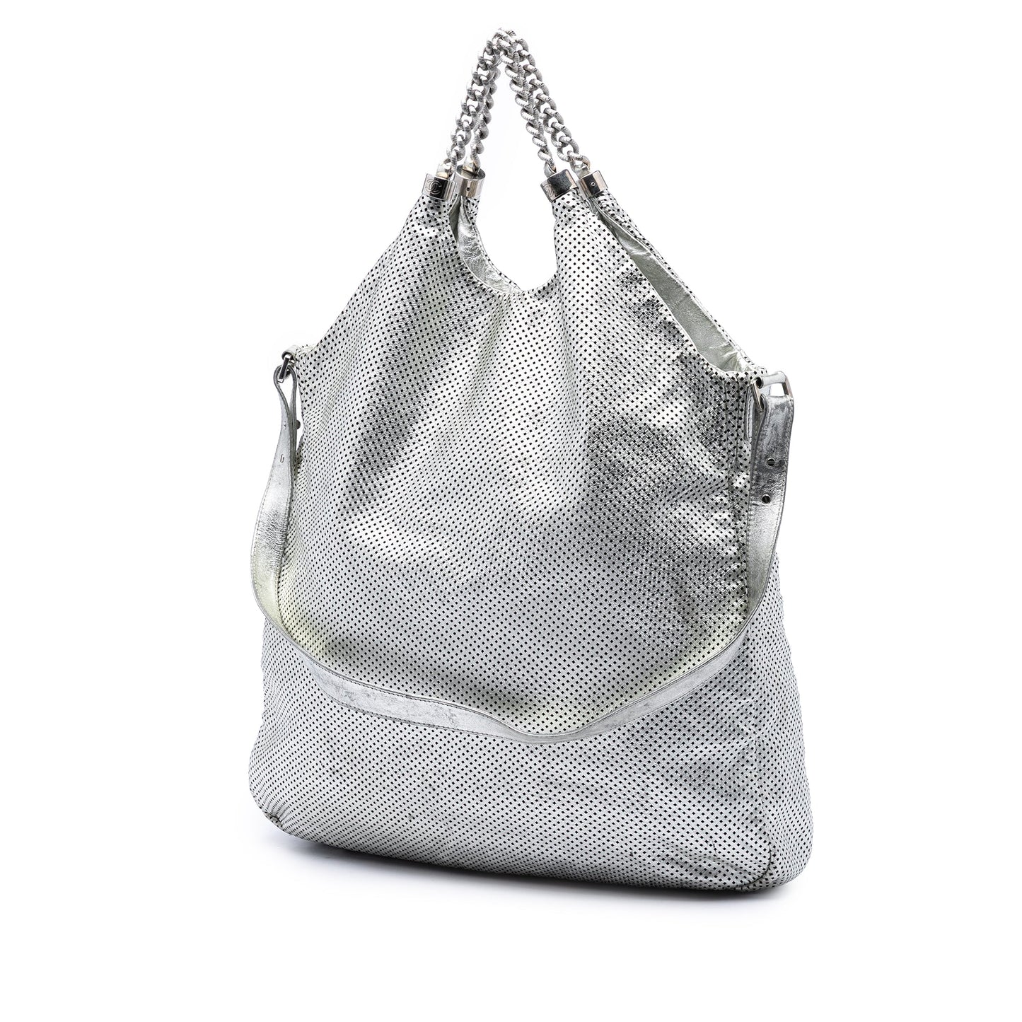 Chanel Large Metallic Glazed Calfskin Perforated Rodeo Drive preloved bag