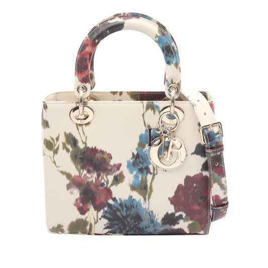 Dior Medium Leather Floral Printed Lady Dior used bag
