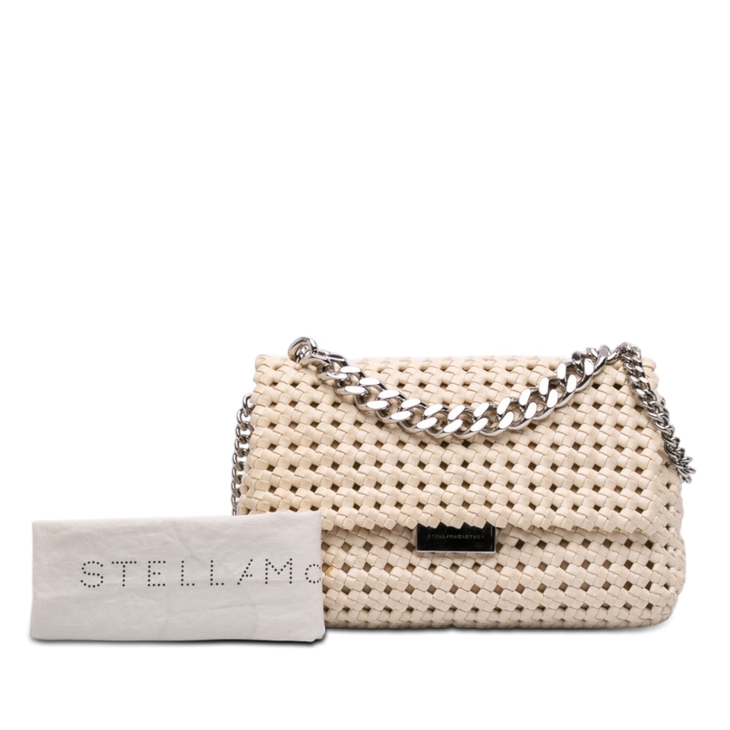 Stella McCartney Woven Faux Leather Becks Top Handle used Bag