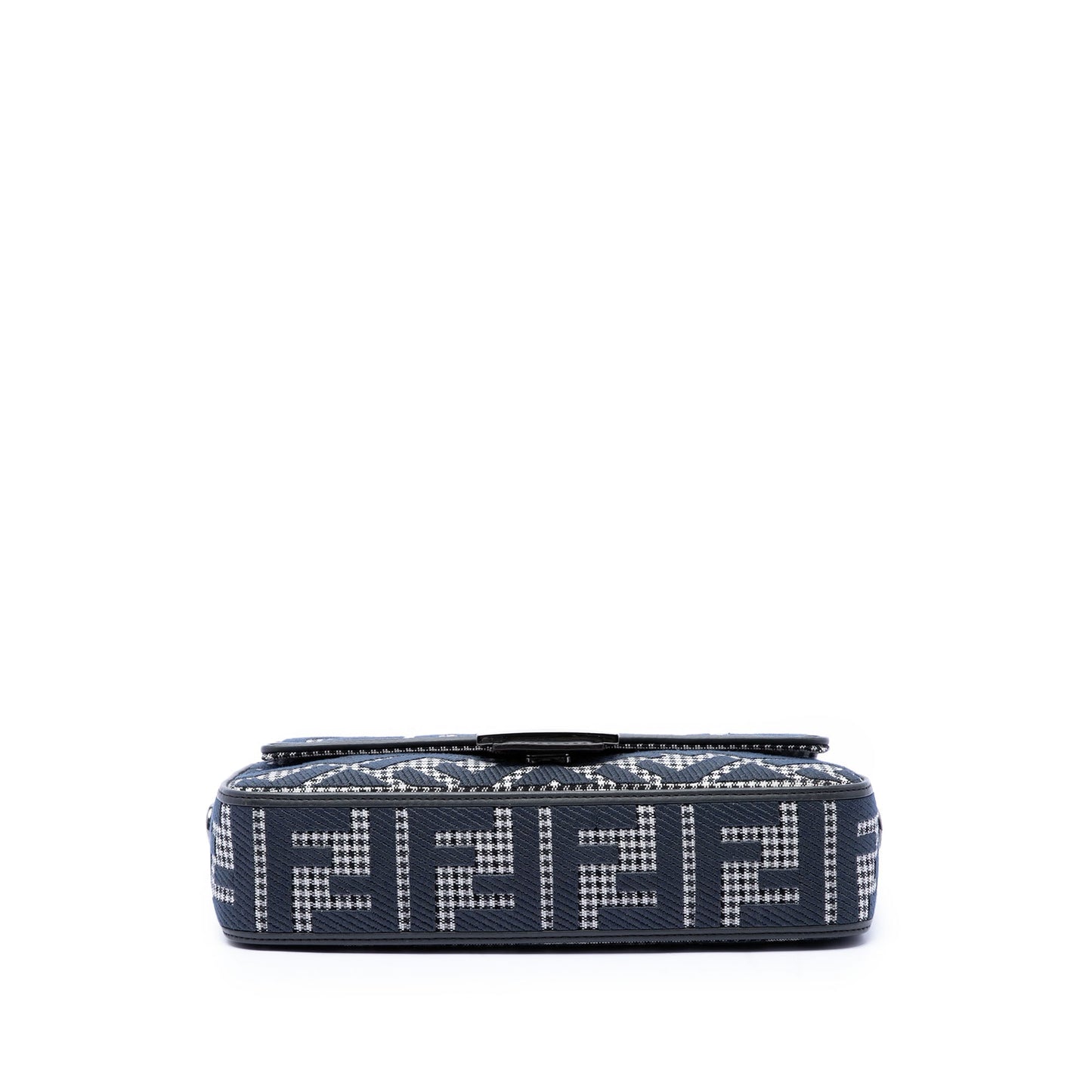 Fendi FF Embroidered Wool Houndstooth used Baguette Bag
