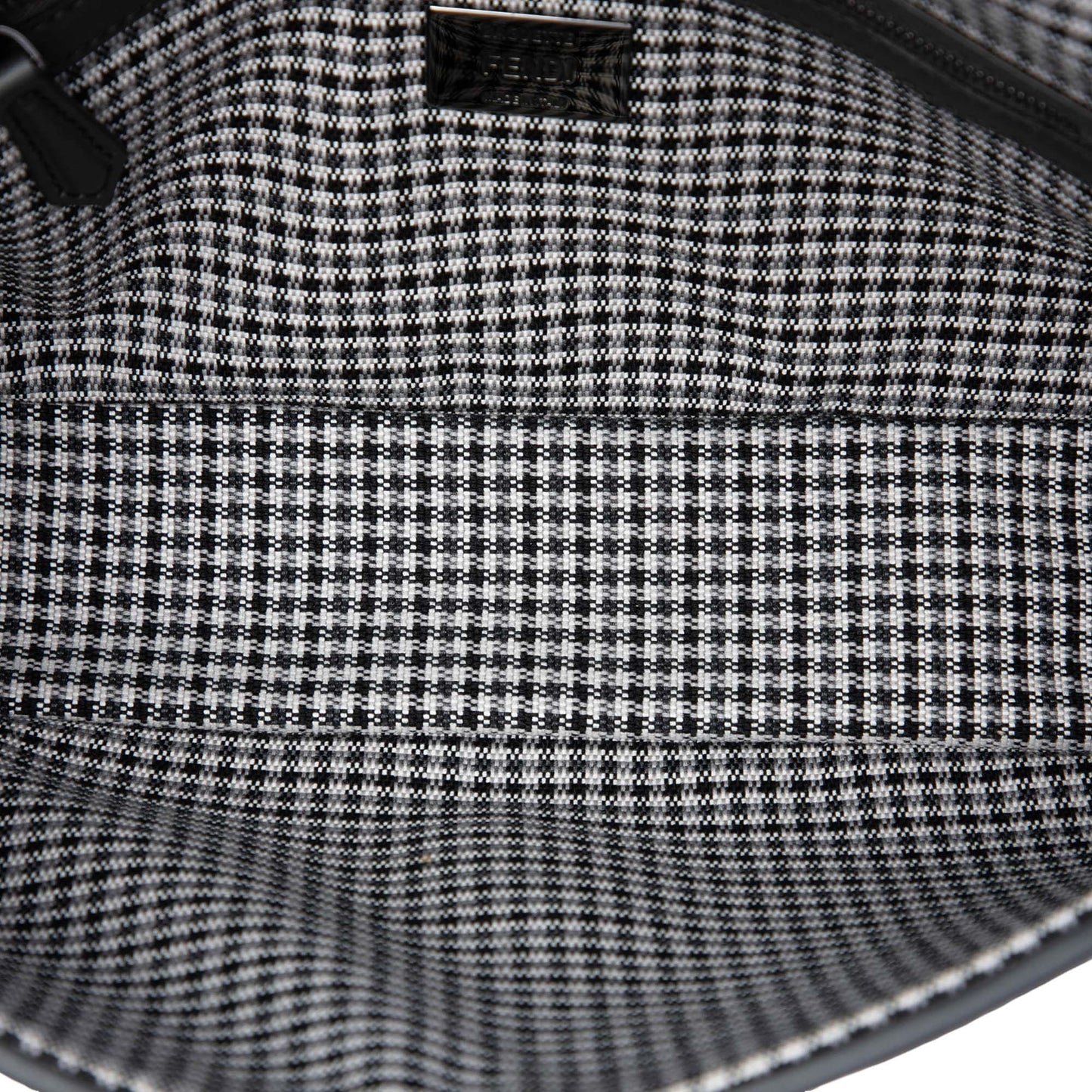 Fendi FF Embroidered Wool Houndstooth used Baguette Bag
