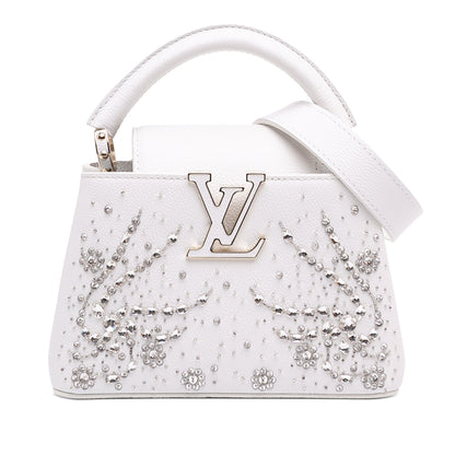 Louis Vuitton Calfskin Floral Embroidered used Mini Capucines Bag