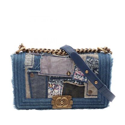 Chanel Old Medium Denim Patchwork Boy preloved Bag