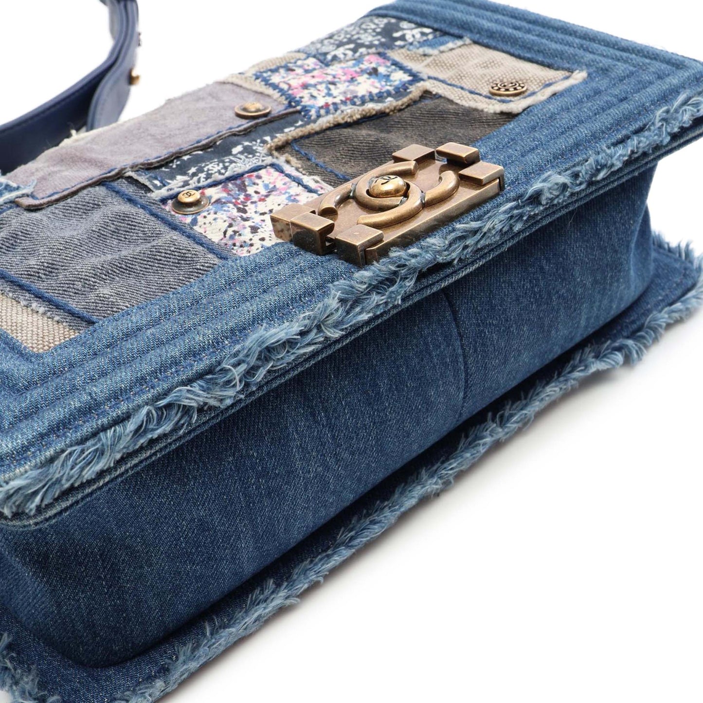 Chanel Old Medium Denim Patchwork Boy preloved Bag