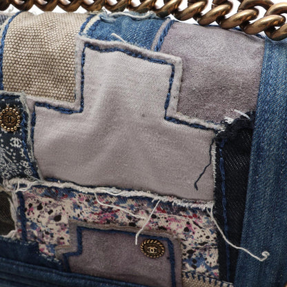 Chanel Old Medium Denim Patchwork Boy preloved Bag