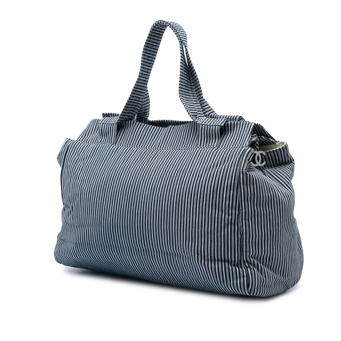 Chanel CC Striped Canvas Shopper Tote Preloved bag
