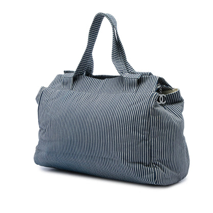 Chanel CC Striped Canvas Shopper Tote Preloved bag