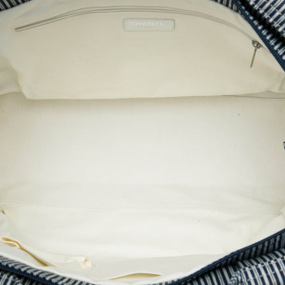 Chanel CC Striped Canvas Shopper Tote Preloved bag