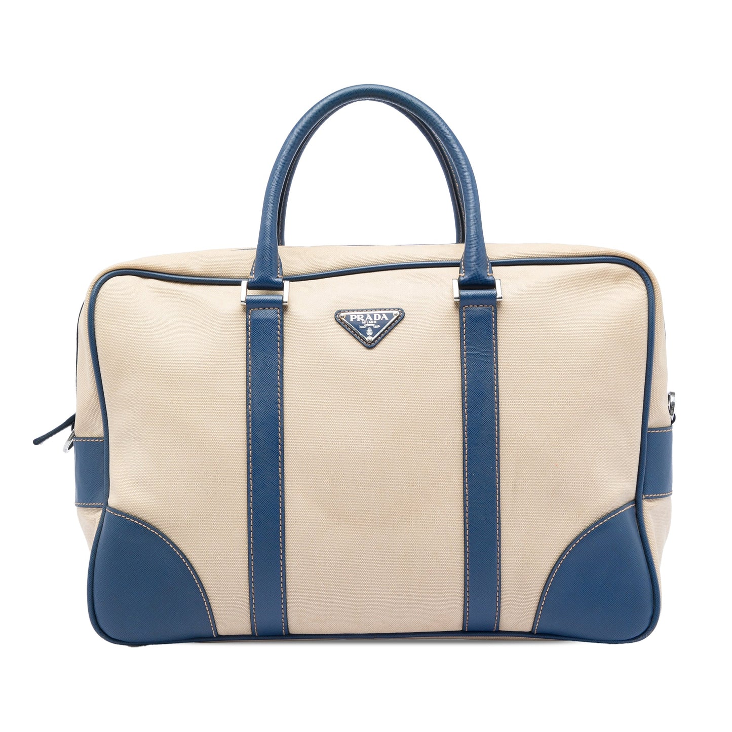 Prada Saffiano Trimmed Canvas Briefcase Bag