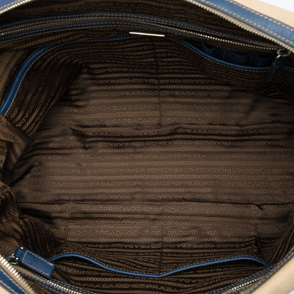 Prada Saffiano Trimmed Canvas Briefcase Bag