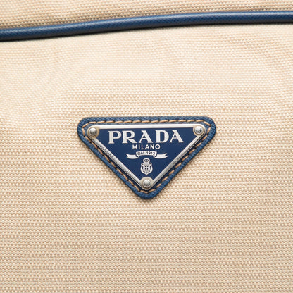 Prada Saffiano Trimmed Canvas Briefcase Bag