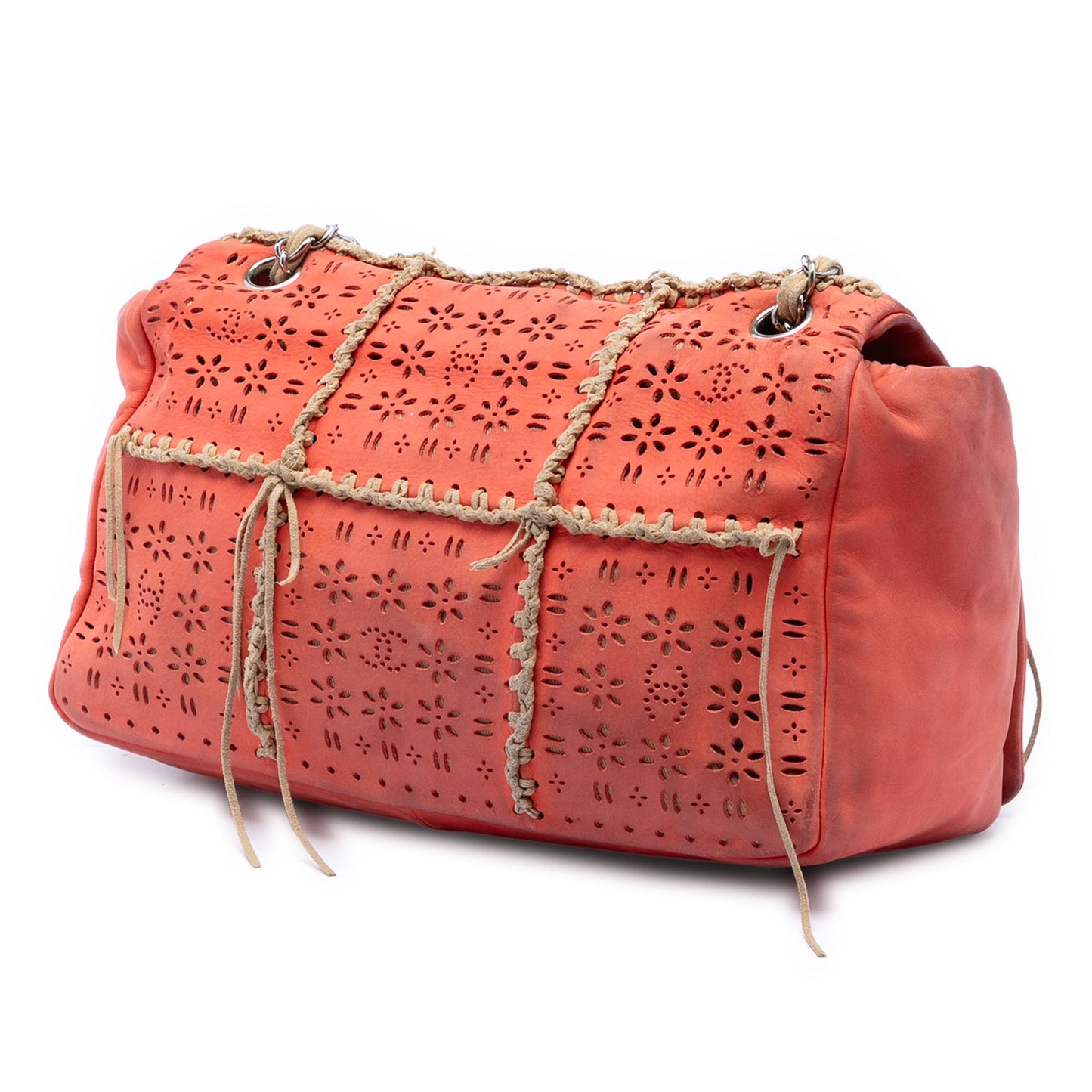 Chanel Laser Cut Fringe Suede Flap Bag