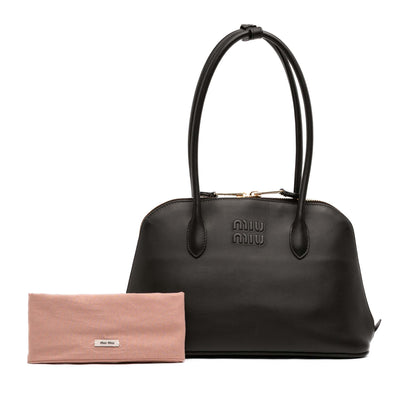 Miu Miu Softy Calfskin Embossed Logo Shoulder Bag
