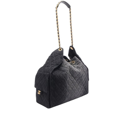 Chanel Quilted Washed Denim 25 Hobo Bag