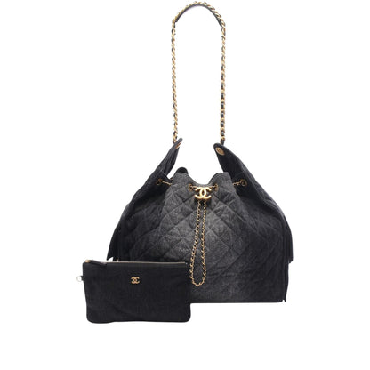 Chanel Quilted Washed Denim 25 Hobo Bag
