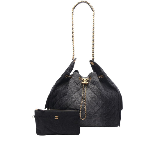 Chanel Quilted Washed Denim 25 Hobo Bag