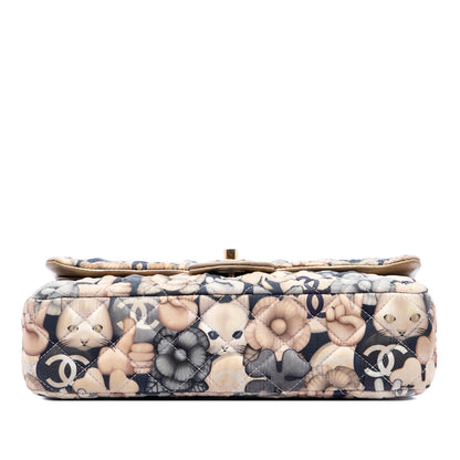 Chanel Medium Classic Nylon Cat Emoticon Double Flap