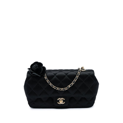 Chanel Mini CC Quilted Satin Camellia Flap