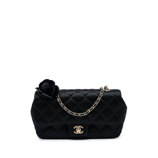 Chanel Mini CC Quilted Satin Camellia Flap