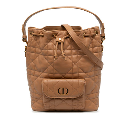 Dior Small Lambskin Macrocannage Caro Bucket Bag