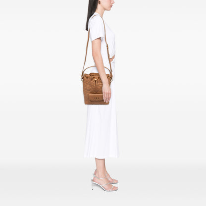 Dior Small Lambskin Macrocannage Caro Bucket Bag