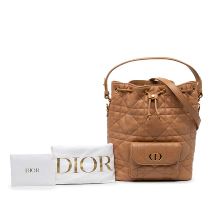 Dior Small Lambskin Macrocannage Caro Bucket Bag