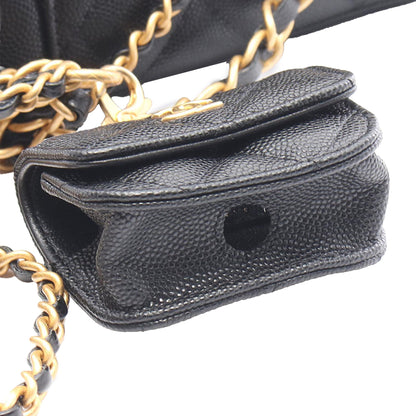 Chanel Small CC Quilted Caviar Vanity Case With Chain