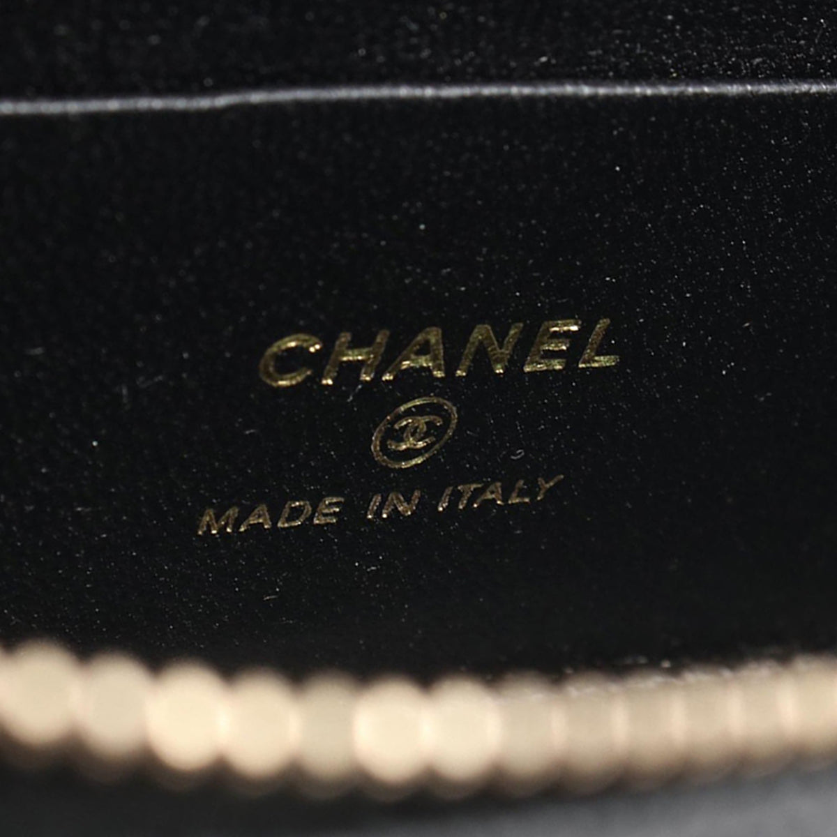 Chanel Small CC Quilted Caviar Vanity Case With Chain