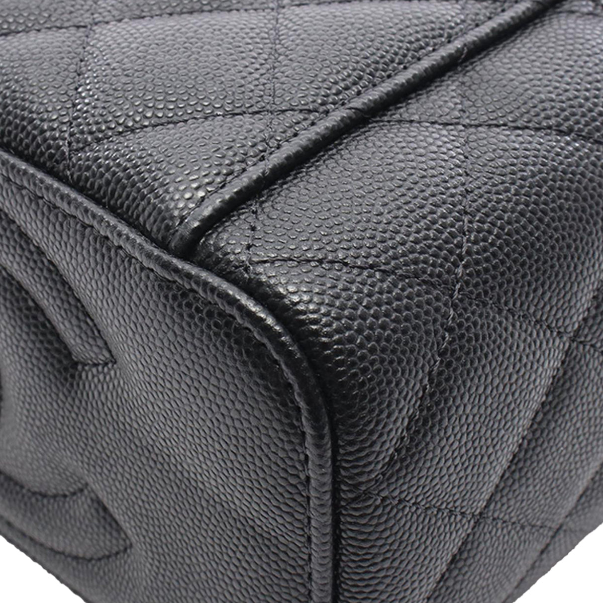 Chanel Small CC Quilted Caviar Vanity Case With Chain