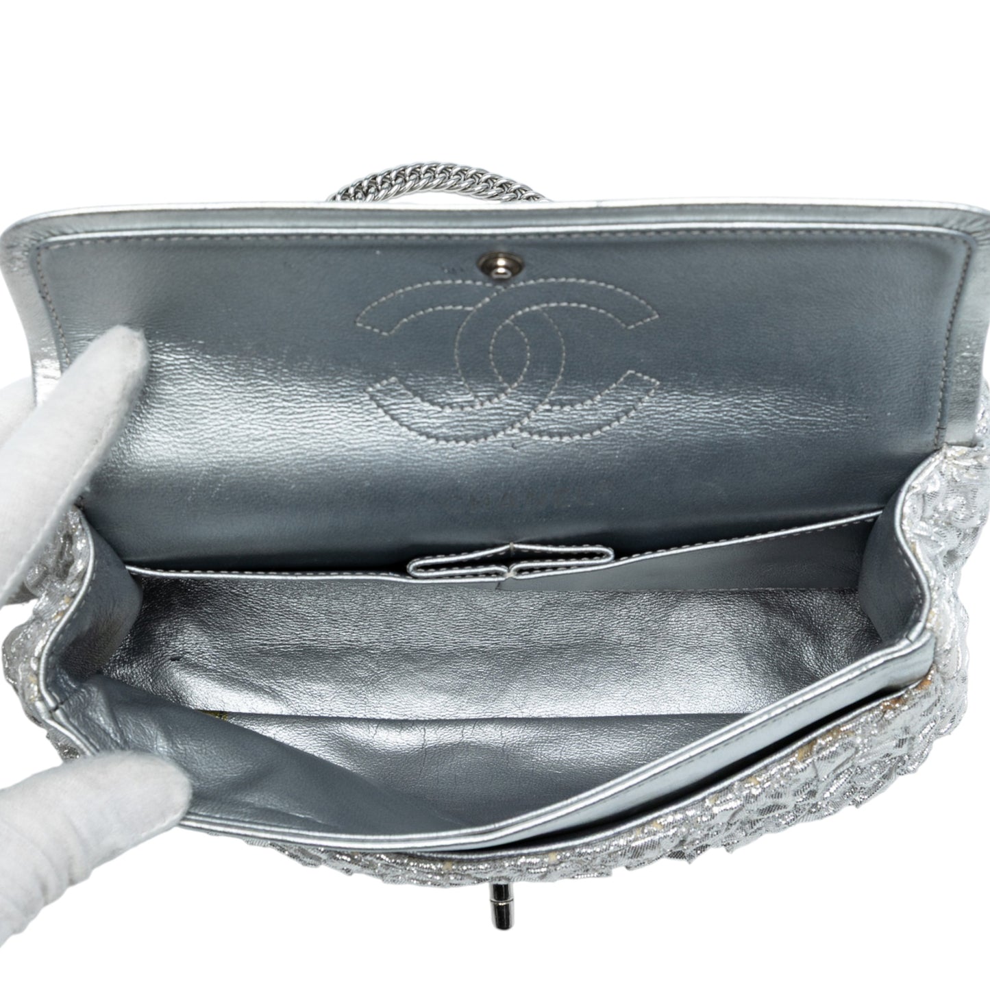 Chanel Small Classic Metallic Lame Bijoux Chain Double