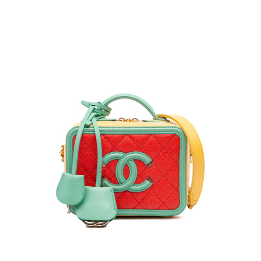Chanel Tricolor Caviar CC Filigree Vanity Case