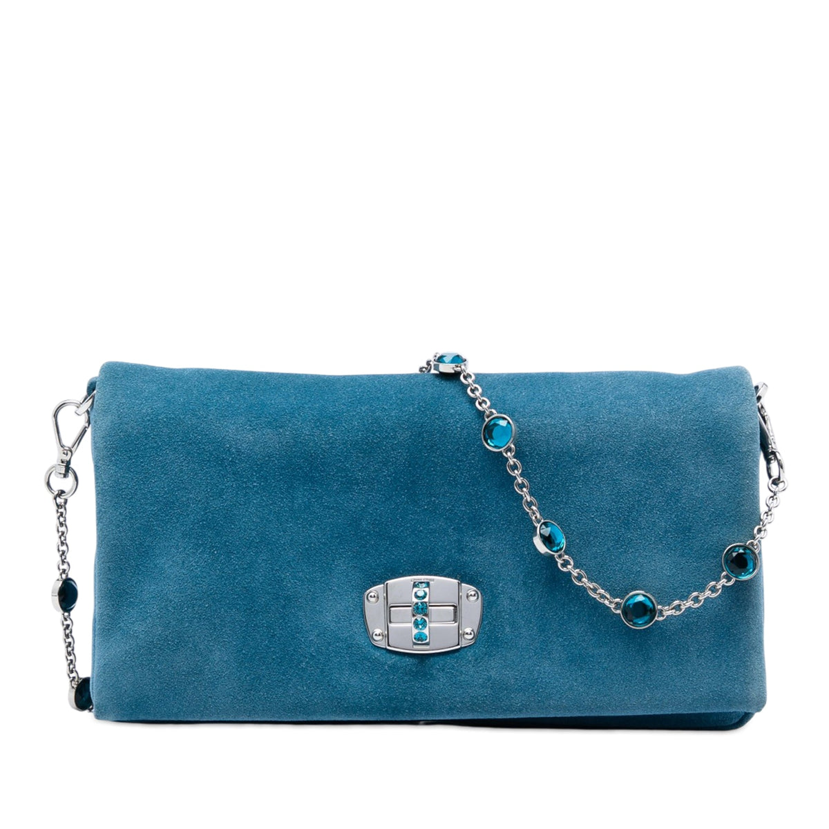 Miu Miu Suede Crystal Chain Bag