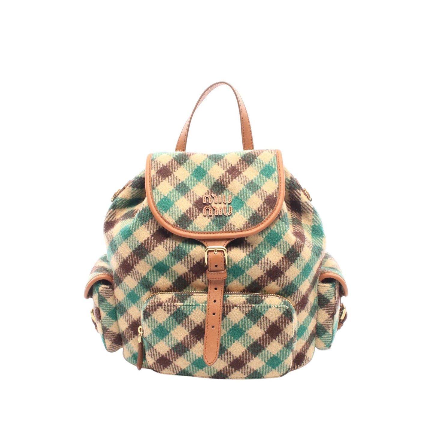 Miu Miu Plaid Wool Backpack
