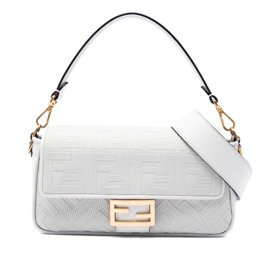 Fendi Zucca Embroidered Canvas Baguette Bag