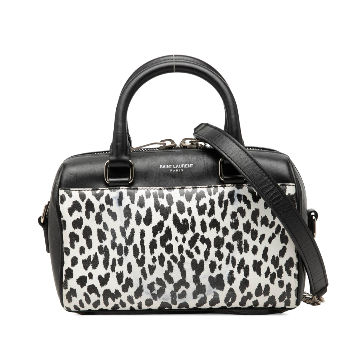 Saint Laurent Toy Leather Leopard Print Classic Duffle Bag