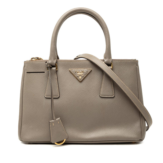 Prada Mini Saffiano Lux Galleria Double Zip Satchel