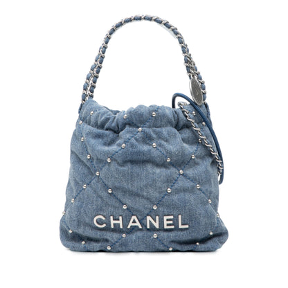 Chanel Denim Studded 22 Handbag
