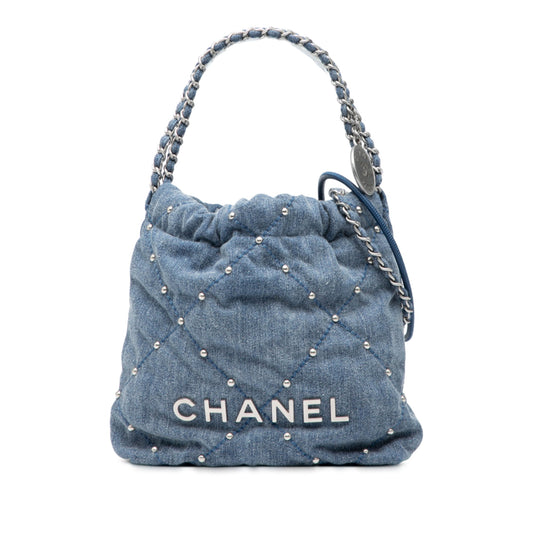 Chanel Denim Studded 22 Handbag