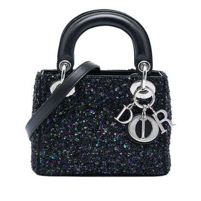 Dior Satin Sequin Embellished Lady Dior Bag Secondhand