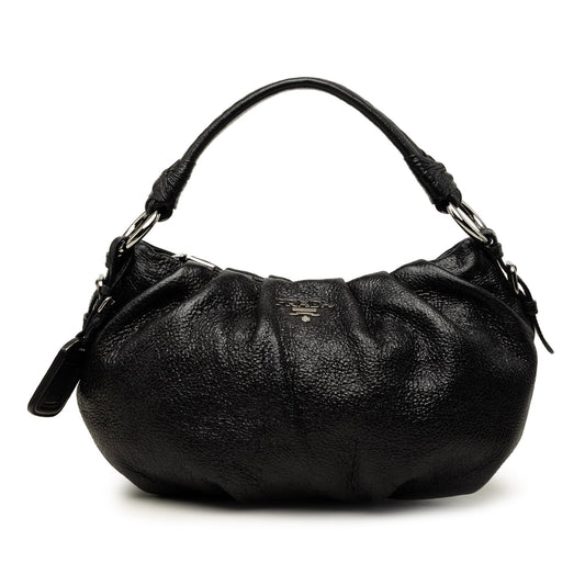 Prada Pleated Cervo Lux Hobo Bag