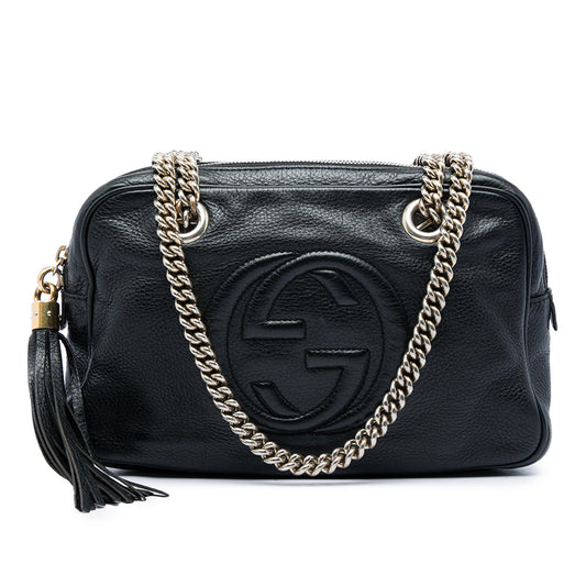 Gucci Pebbled Calfskin Soho Chain Zip Bag