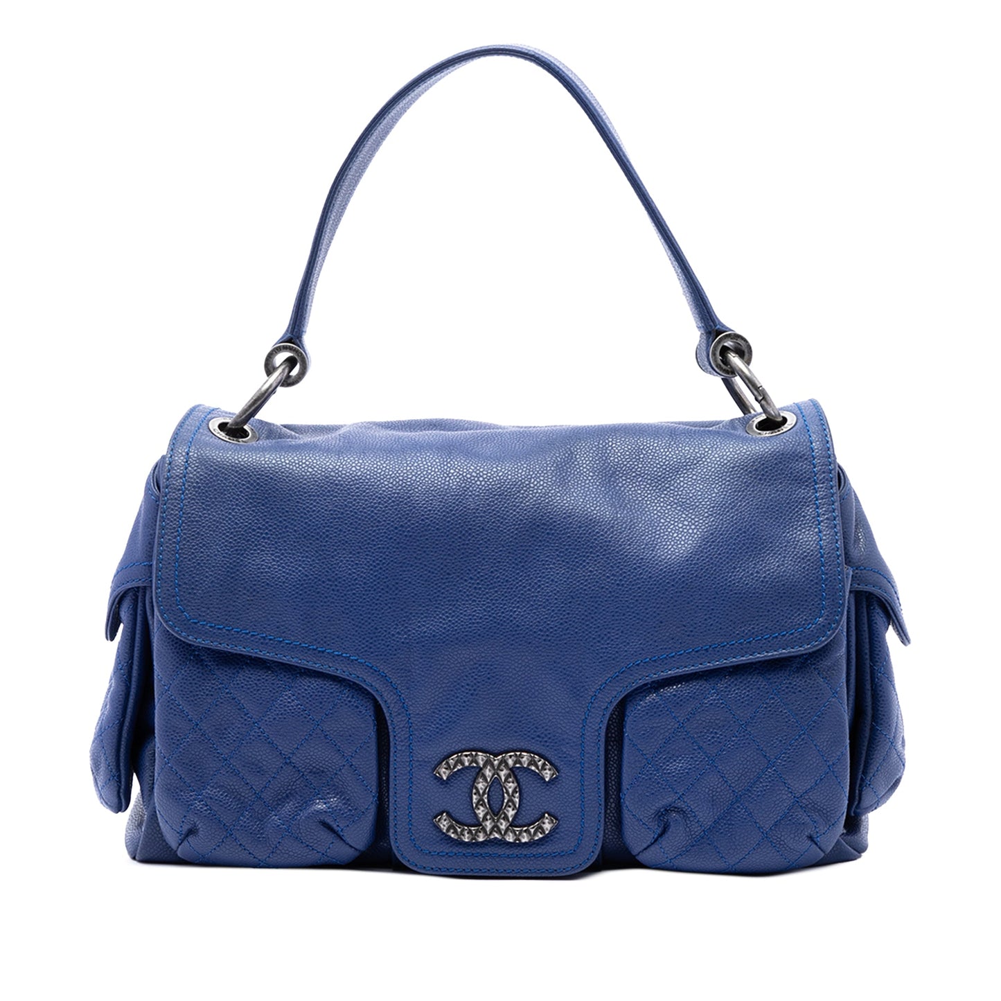 Chanel Glazed Caviar Coco Rider Multi Pocket Rider Flap Bag