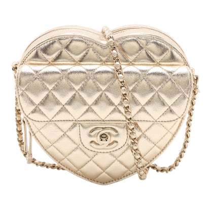 Chanel Metallic Quilted Lambskin CC in Love Heart Bag