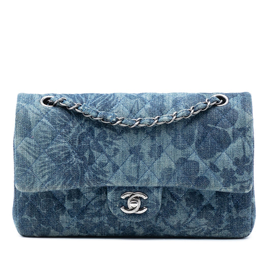 Chanel Medium Classic Denim Floral Double Flap