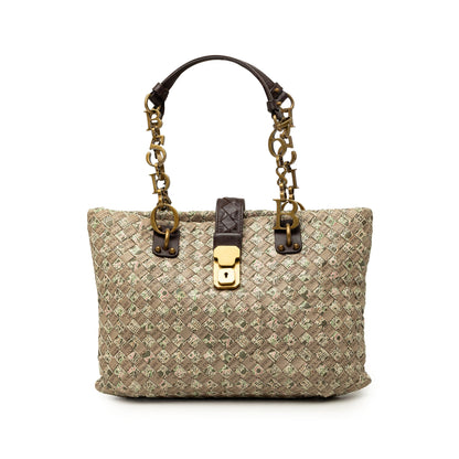 Bottega Veneta Printed Nappa Intrecciato Logo Lock Chain Tote